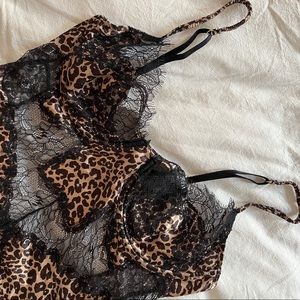 BRAND NEW Silk Leopard Print and Lace Zara bodysuit